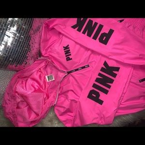 PINK half zip windbreaker hoodie